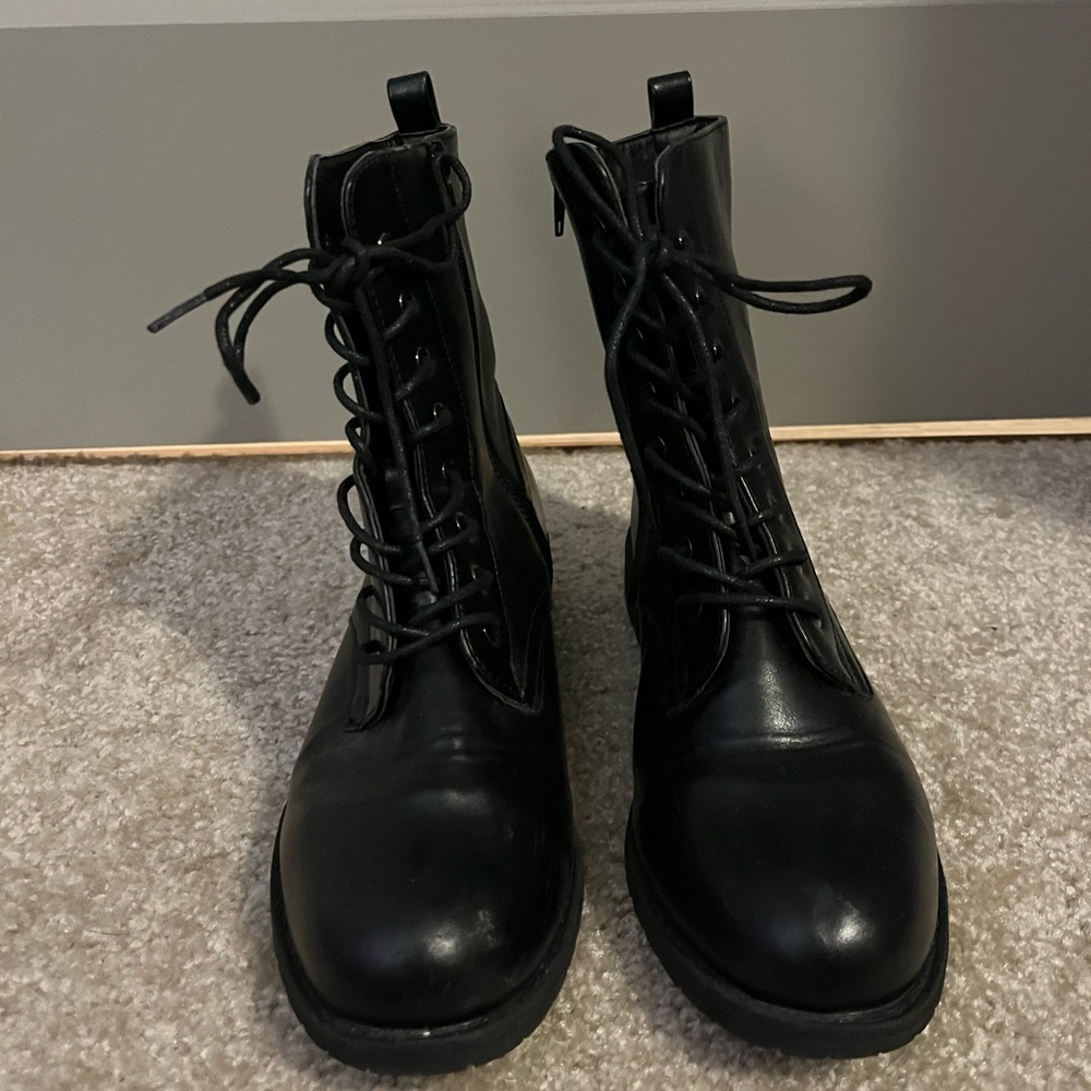 LULU’S Bellah Black Lace-Up Combat Boots - Picture 2 of 8
